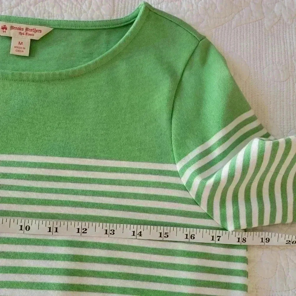 Brooks Brothers Women's Knee Length Dress Medium 100% Cotton White Green Striped - Picture 5 of 10